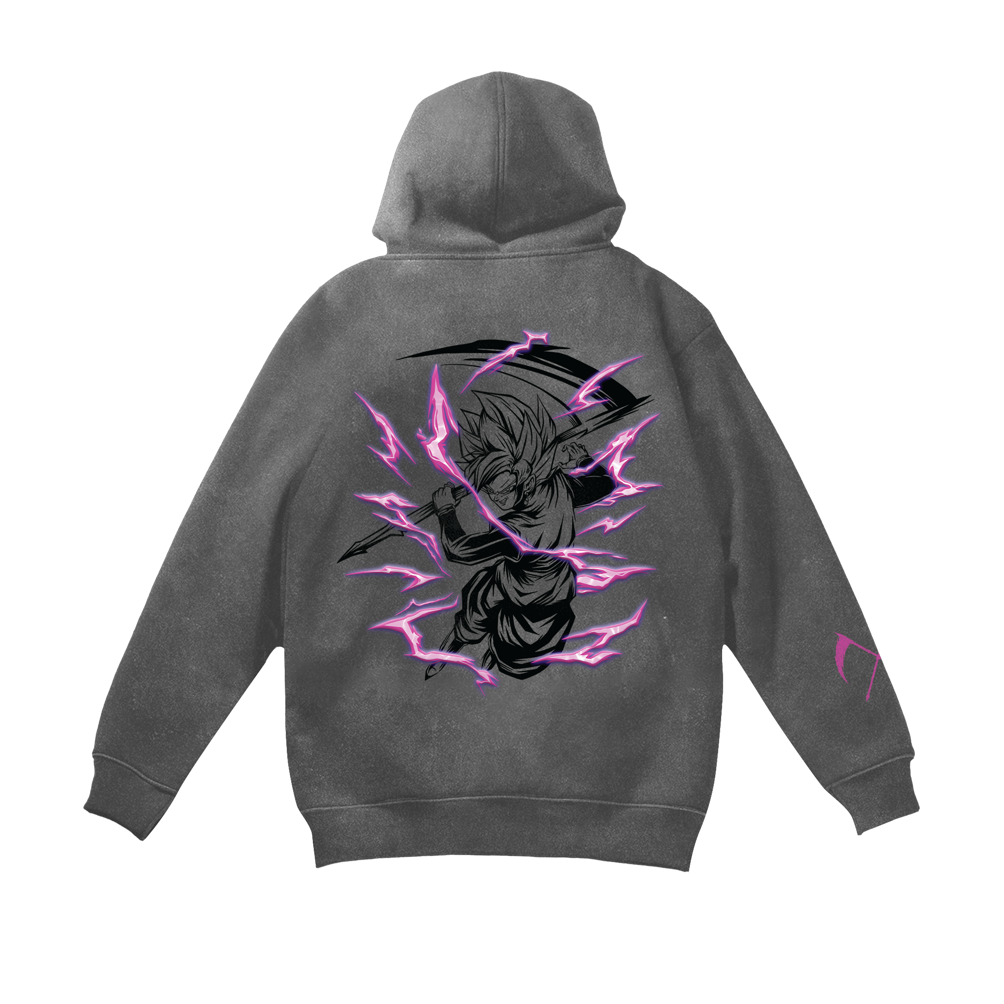 Black Warrior Hoodie - Acid Wash Grey