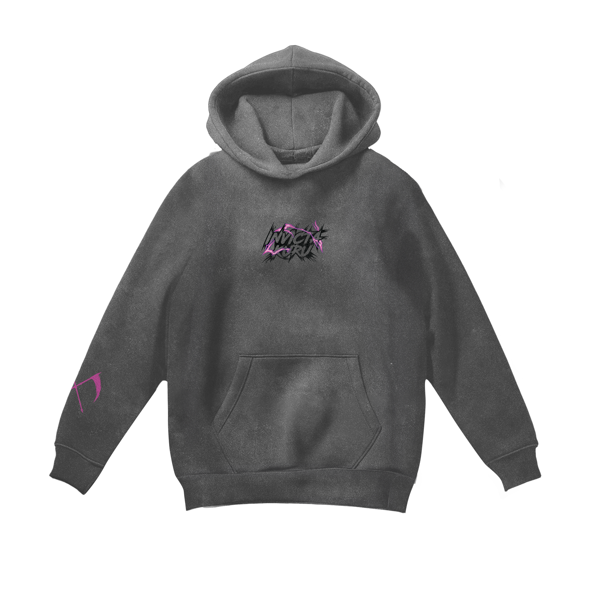 Black Warrior Hoodie - Acid Wash Grey