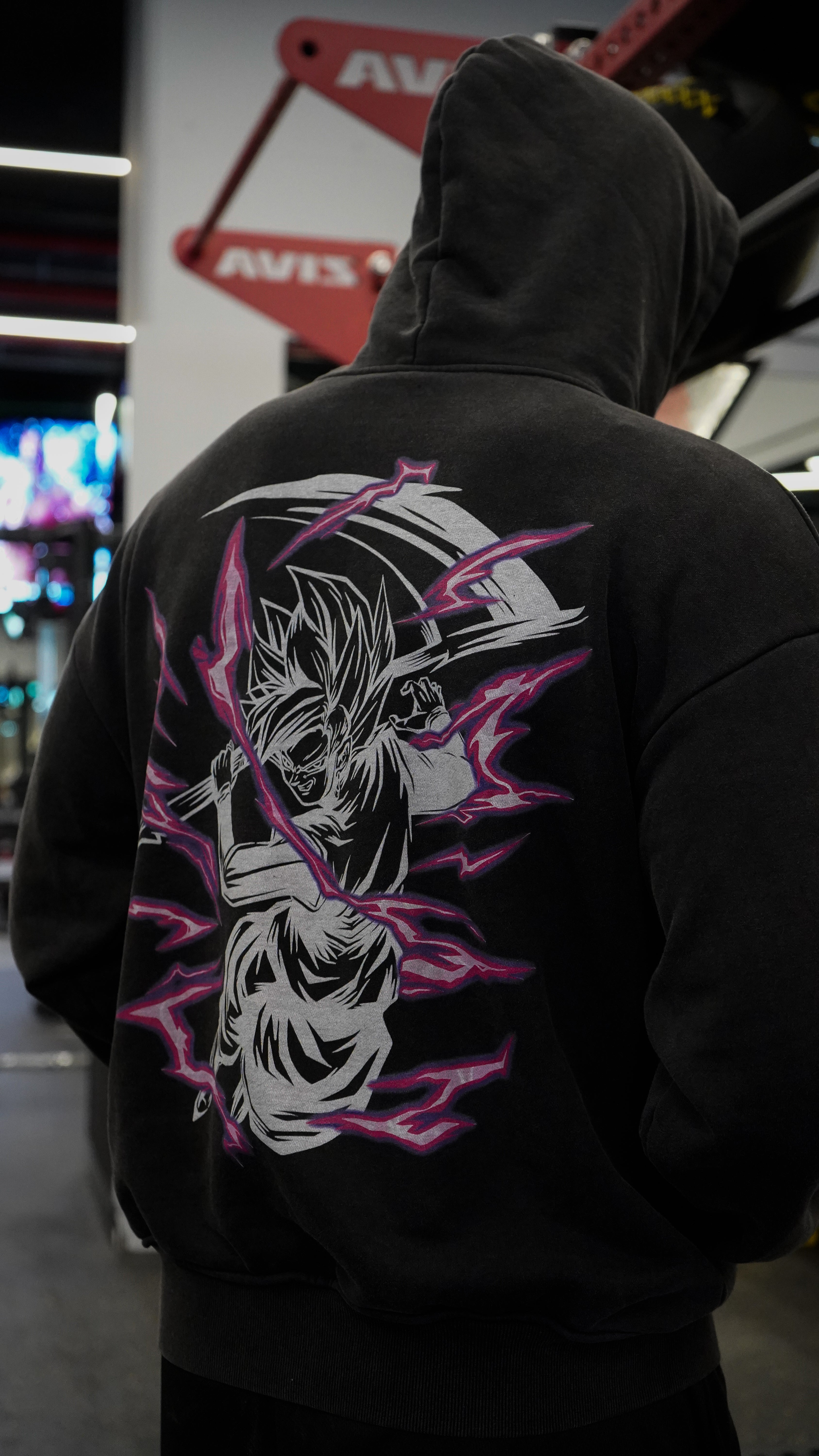 Black Warrior Hoodie - Acid Wash Grey