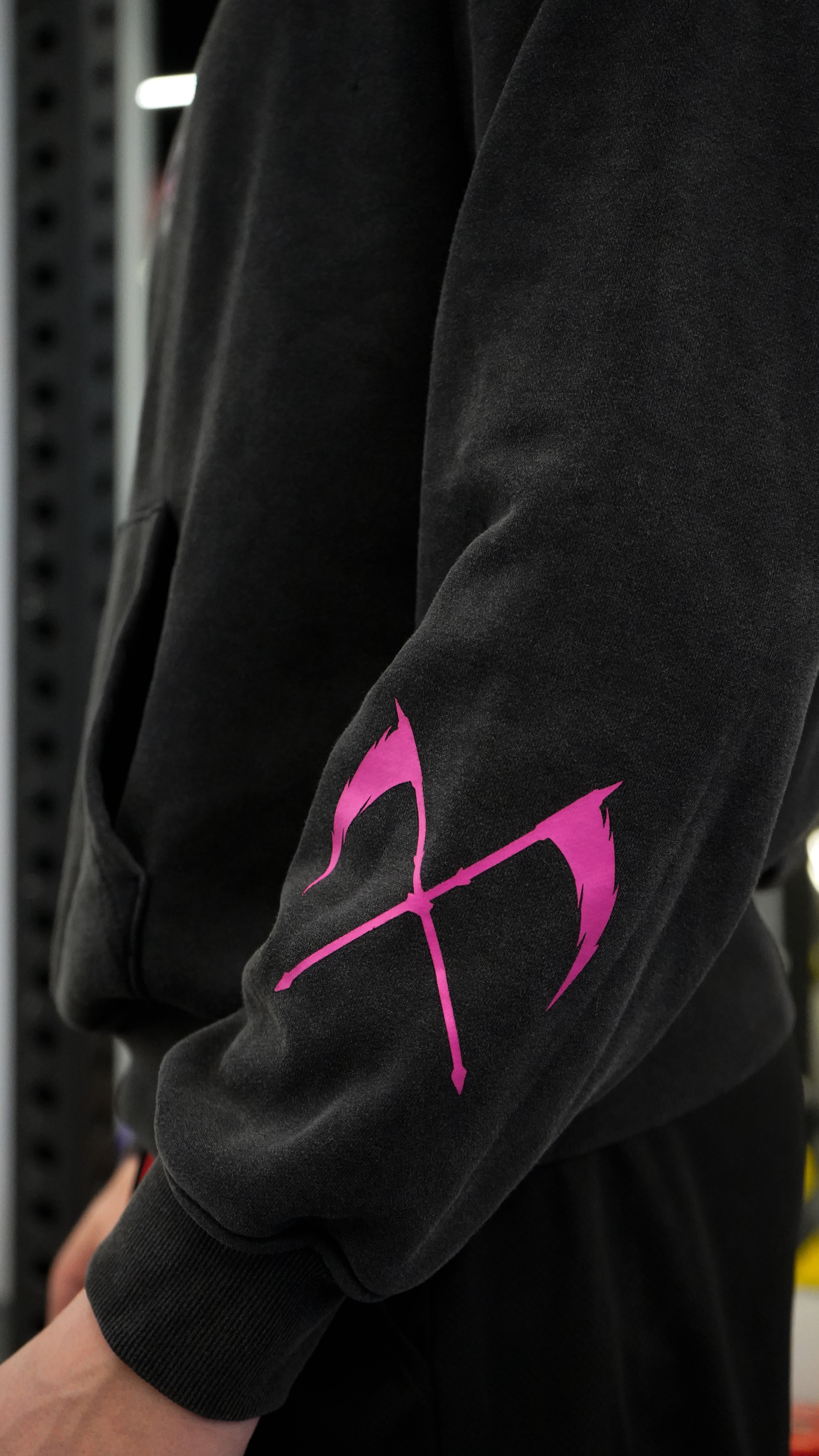 Black Warrior Hoodie - Acid Wash Grey