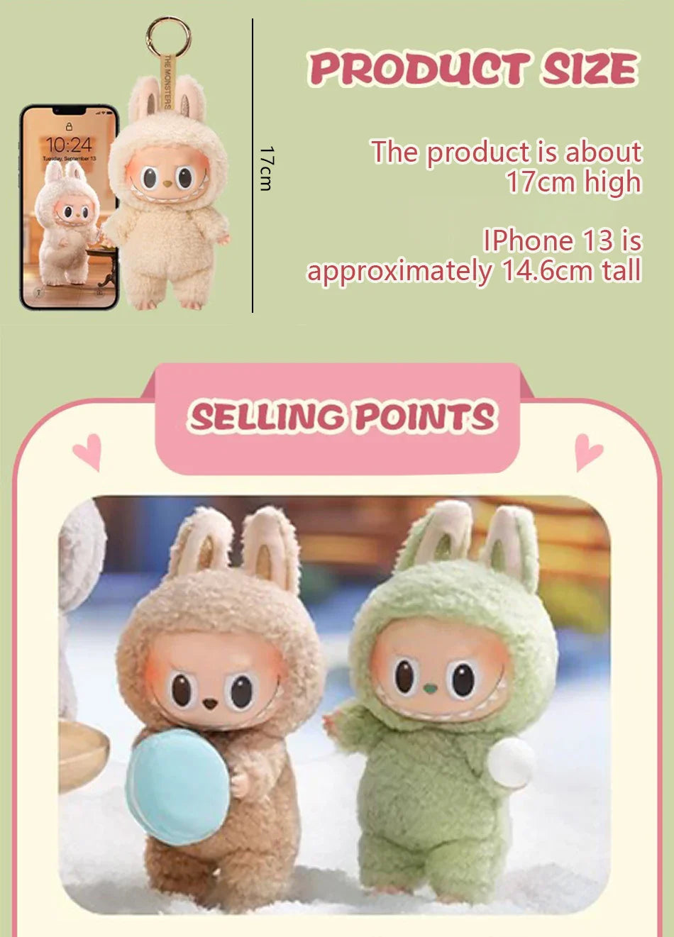 🧸 Labubu Enamel Figurine 17 cm – Kawaii Monster & Pop Decoration